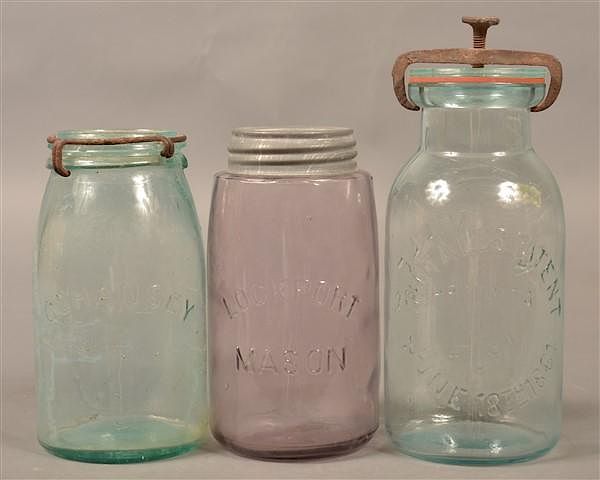 Appraisal: Three Various Antique Glass Canning Jars Three Various Antique Glass