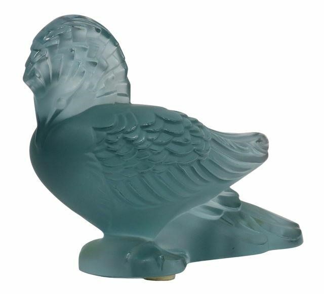 Appraisal: French Lalique art glass cabinet figure Mandarin Duck light blue