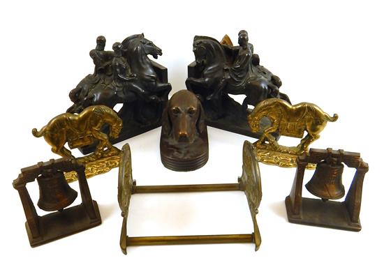 Appraisal: th C desk accessories including several pairs bookends eight pieces