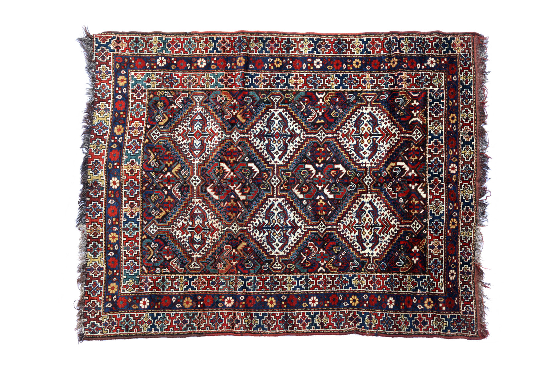 Appraisal: ORIENTAL RUG Afshar Multiple borders with white medallions and blue