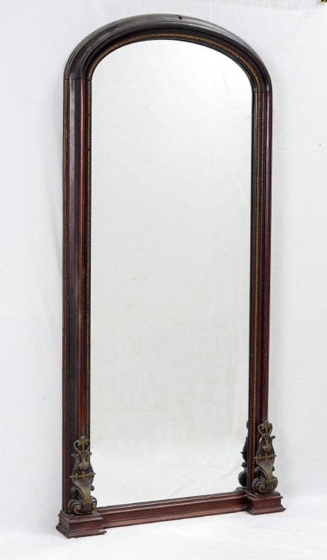 Appraisal: TH CENTURY CARVED PIER MIRROR Curved top frame with applied