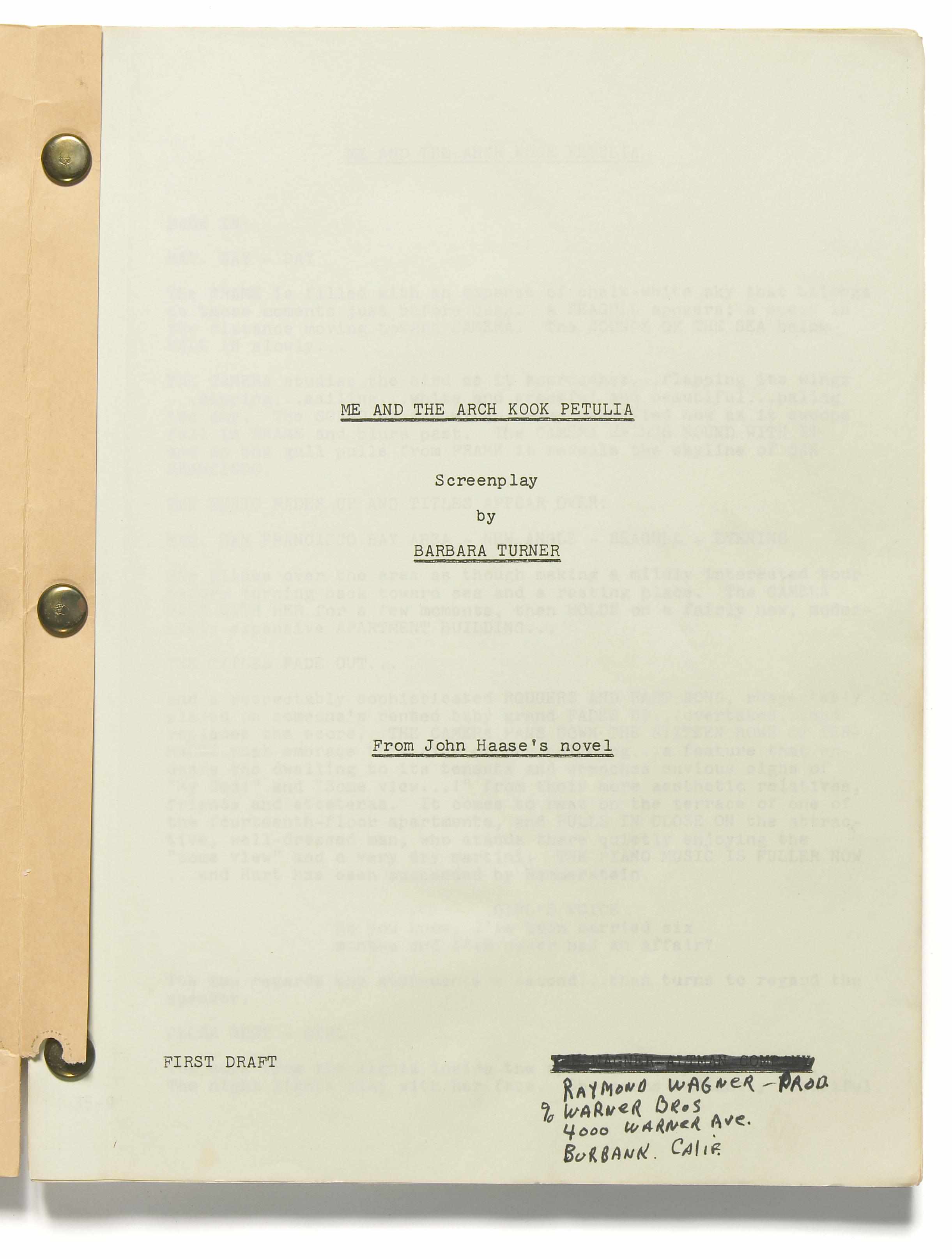 Appraisal: George C Scott Petulia script An undated first draft of