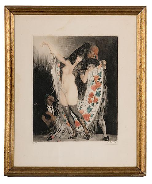 Appraisal: EXOTIC DANCER BY PAUL EMIL FELIX FRENCH B Colored etching