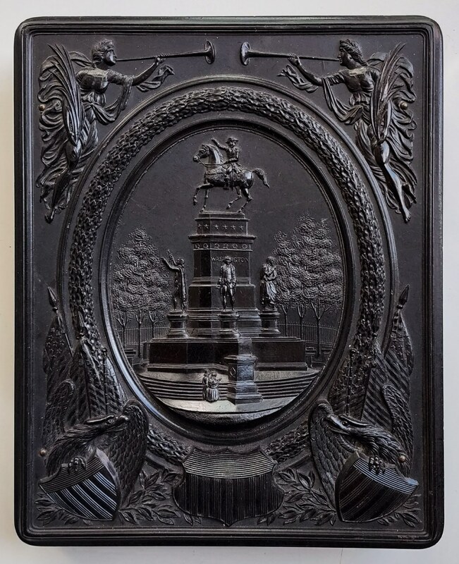 Appraisal: WASHINGTON MONUMENT RICHMOND HALF PLATE CASE Black color Holds images