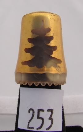 Appraisal: German gilt glass with tannenbaum thimble