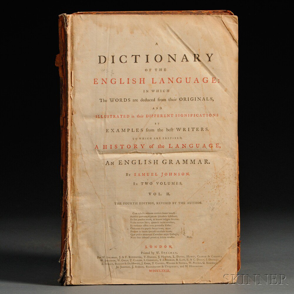 Appraisal: Johnson Samuel - A Dictionary of the English Language London