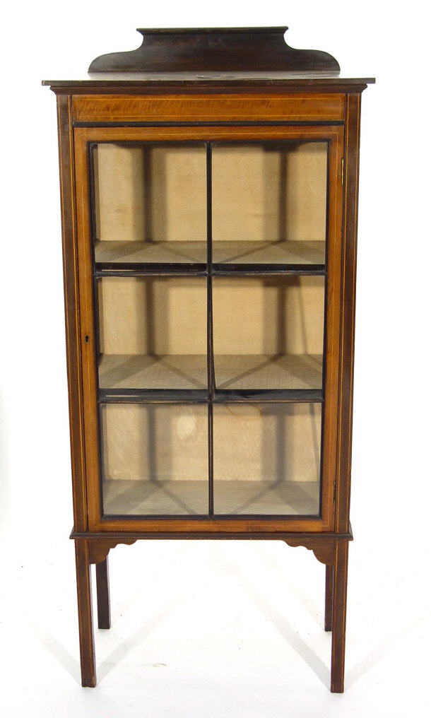 Appraisal: Edwardian inlaid mahogany china cabinet fitted a glazed door enclosing