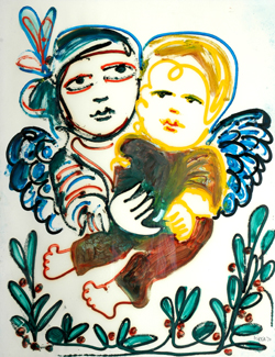 Appraisal: Mirka Mora born Little Angels oil on paper signed and