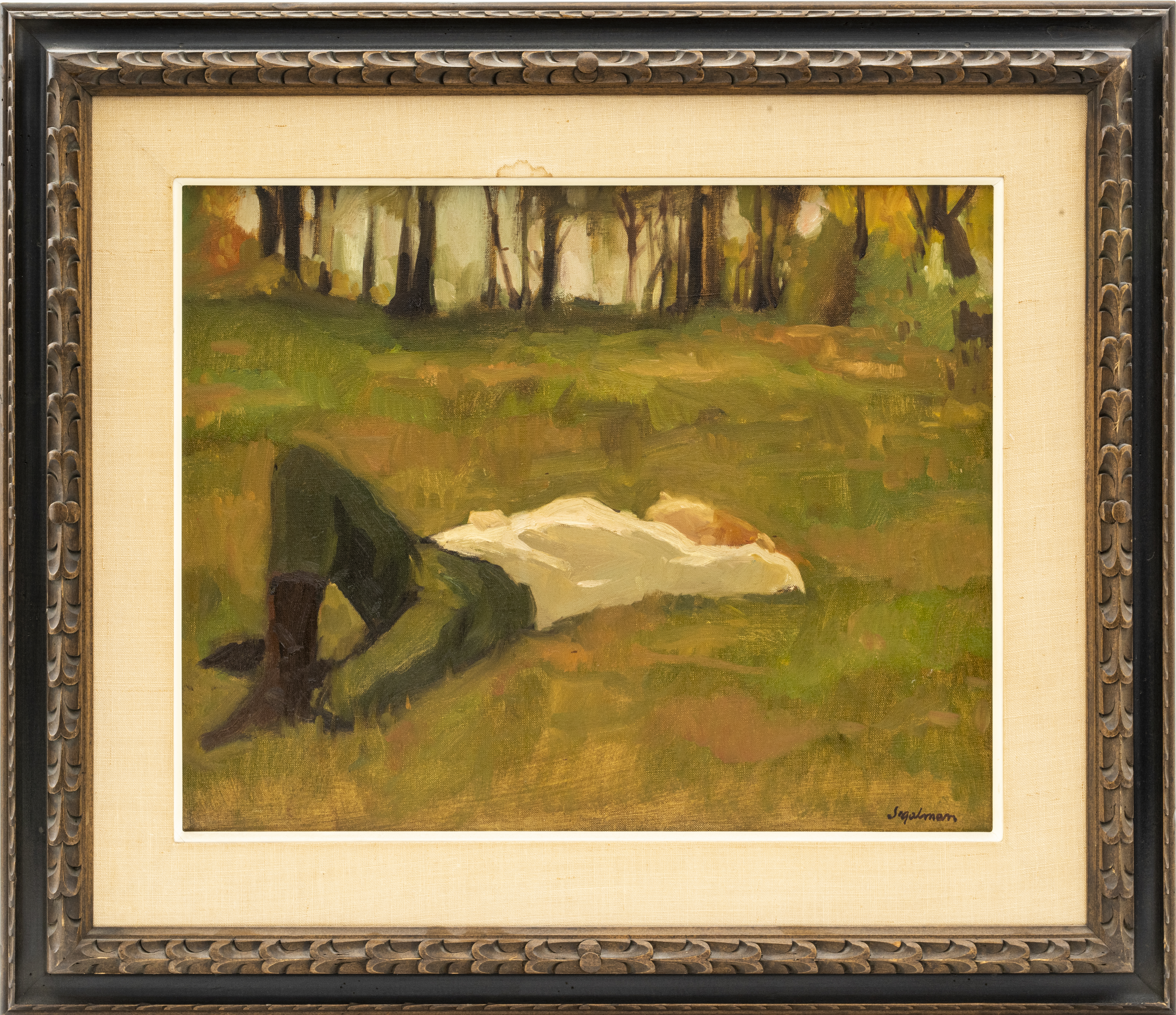 Appraisal: RICHARD SEGALMAN RECLINING FIGURE OIL ON CANVAS Richard Segalman American