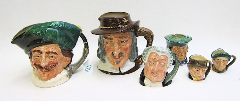 Appraisal: ROYAL DOULTON PORCELAIN CHARACTER TOBY JUGS AND AN ASHTRAY six