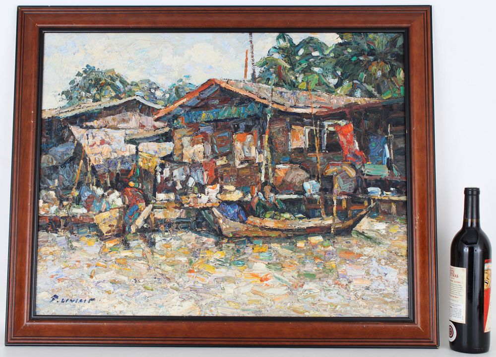 Appraisal: Patamares Livisit Thailand th C Oil on Canvas Signed lower