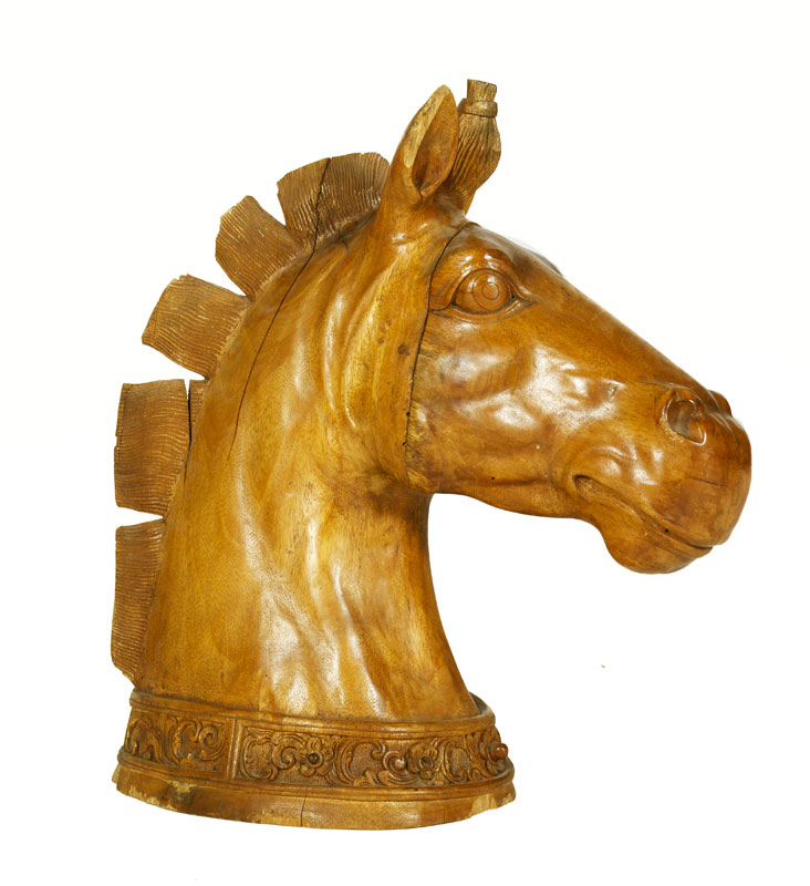 Appraisal: - Continental Carved Horse Head Continental carved horse head wood