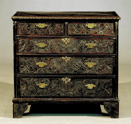 Appraisal: Georgian carved wood chest of drawers last quarter th centurytop