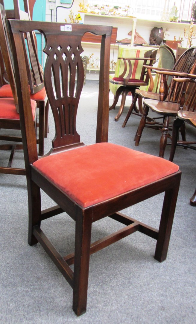 Appraisal: A set of six late George III mahogany dining chairs