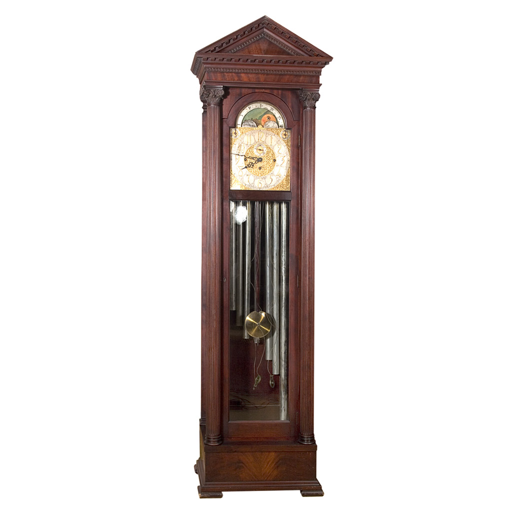 Appraisal: Neoclassical Style Carved Mahogany Tall Case Clock Made for J