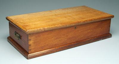 Appraisal: Dovetailed toolbox mahogany brass handles fabric-lined interior attached label Bradford