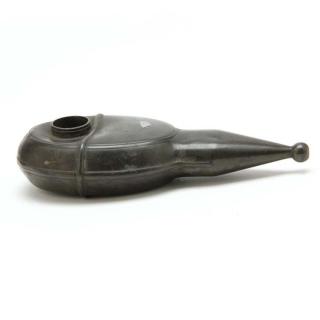 Appraisal: Rare Pewter Feeding Bottle late th century boat shaped with