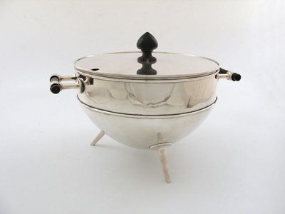 Appraisal: A Victorian electroplated soup tureen of circular tapering form ebony