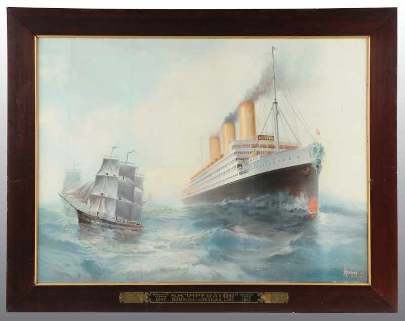 Appraisal: Tin S S Imperator Ship Sign Description Dated Beautiful image