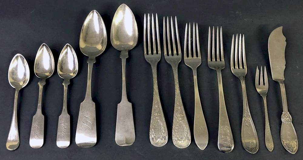 Appraisal: Grouping of Sterling and Coin Silver Flatware Miscellaneous sterling silver