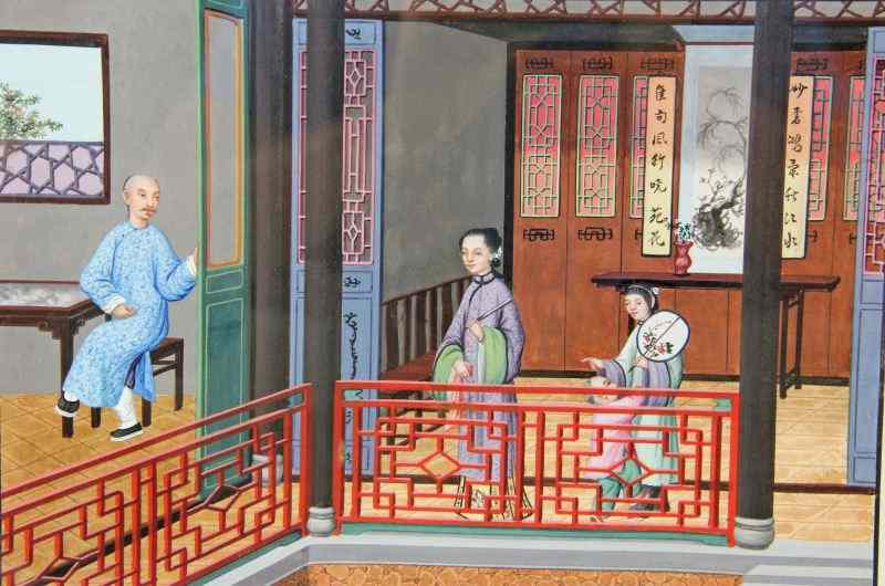 Appraisal: Chinese Export Painting th Centurywatercolor and pastel on paper interior