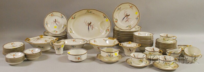 Appraisal: Approximately Eighty-piece Theodore Haviland Limoges Transfer Paradise Pattern Porcelain Dinner