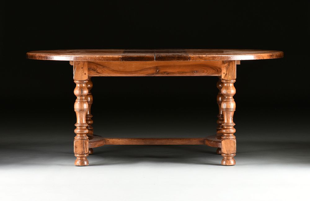 Appraisal: A FRENCH PROVINCIAL STYLE WALNUT DRAW-LEAF DINING TABLE LATE TH