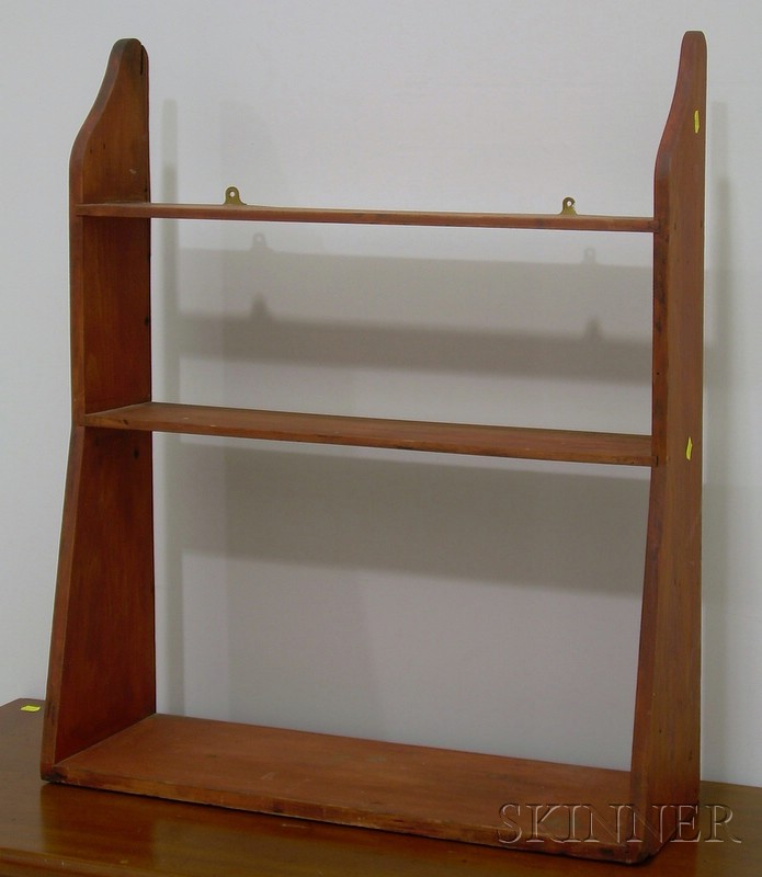 Appraisal: Red Stained Pine Three-Tier Wall Shelf ht wd dp in