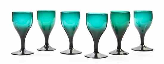 Appraisal: A Set of Six Georgian Green Glasses circa each of