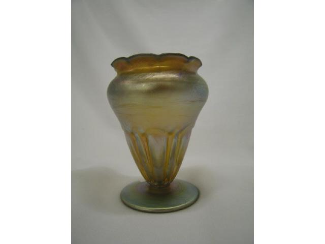 Appraisal: Nash Favrile Art Glass Vase golden iridescent with amber hue