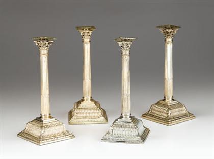 Appraisal: Set of four English sterling silver candlesticks goldsmiths silversmiths co