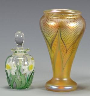 Appraisal: Lundberg perfume Orient Flume Vase pieces late th century art