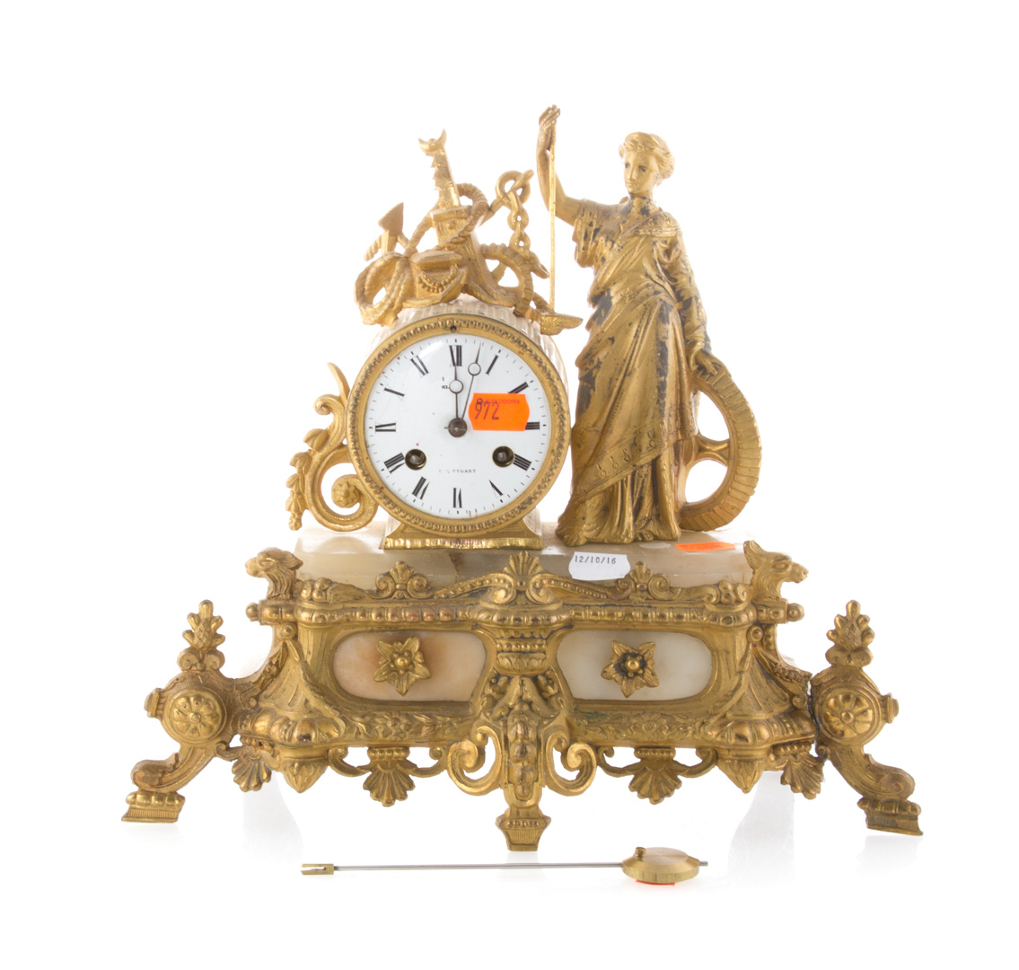 Appraisal: Gilt metal and marble shelf clock