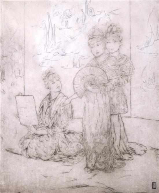 Appraisal: ELYSE LORD BRITISH - Interior Scene with Three Women etching