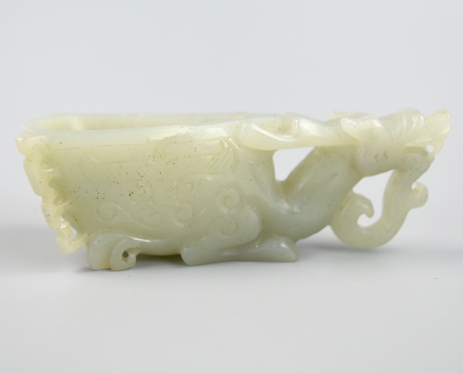 Appraisal: CHINESE JADE DRAGON CUP Chinese th C Dragon Cup in