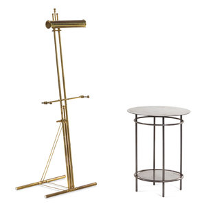 Appraisal: A Brass Easel and a Steel Occasional Table th Century