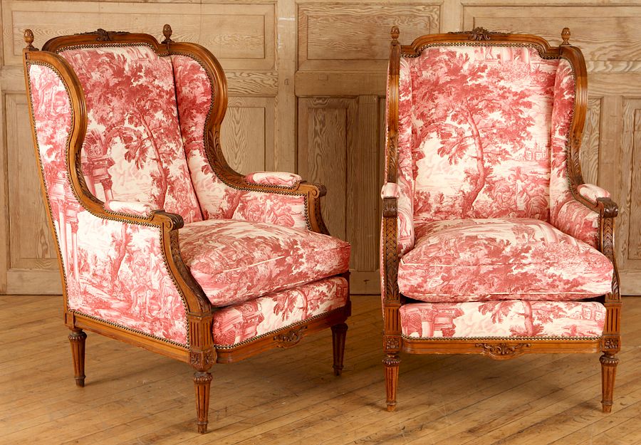 Appraisal: PAIR LATE TH C FRENCH LOUIS XVI STYLE BERGERES A