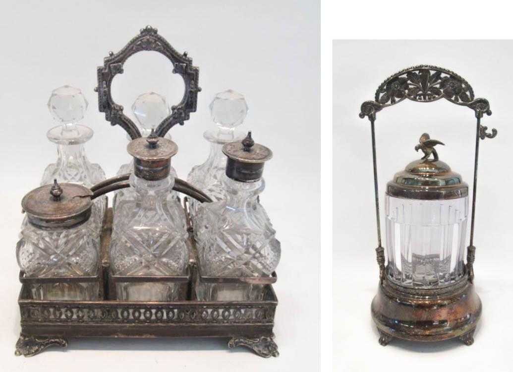 Appraisal: CASTOR SET AND PICKLE CASTOR Walker Hall silver plated castor