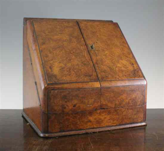 Appraisal: A Victorian walnut stationery box in Estimate - Descriptions provided