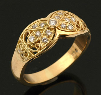 Appraisal: CT GOLD AND DIAMOND FILIGREE RING