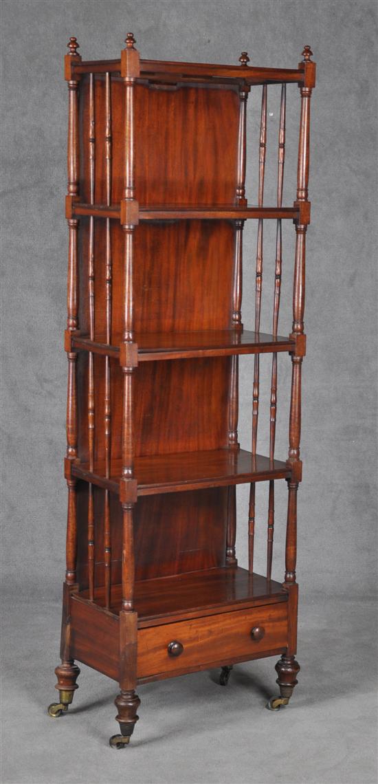 Appraisal: Mahogany Etagere Early th Century Five shelves above single drawer