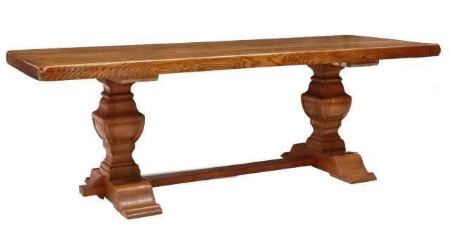 Appraisal: French Provincial oak refectory table th c thick tabletop comprised