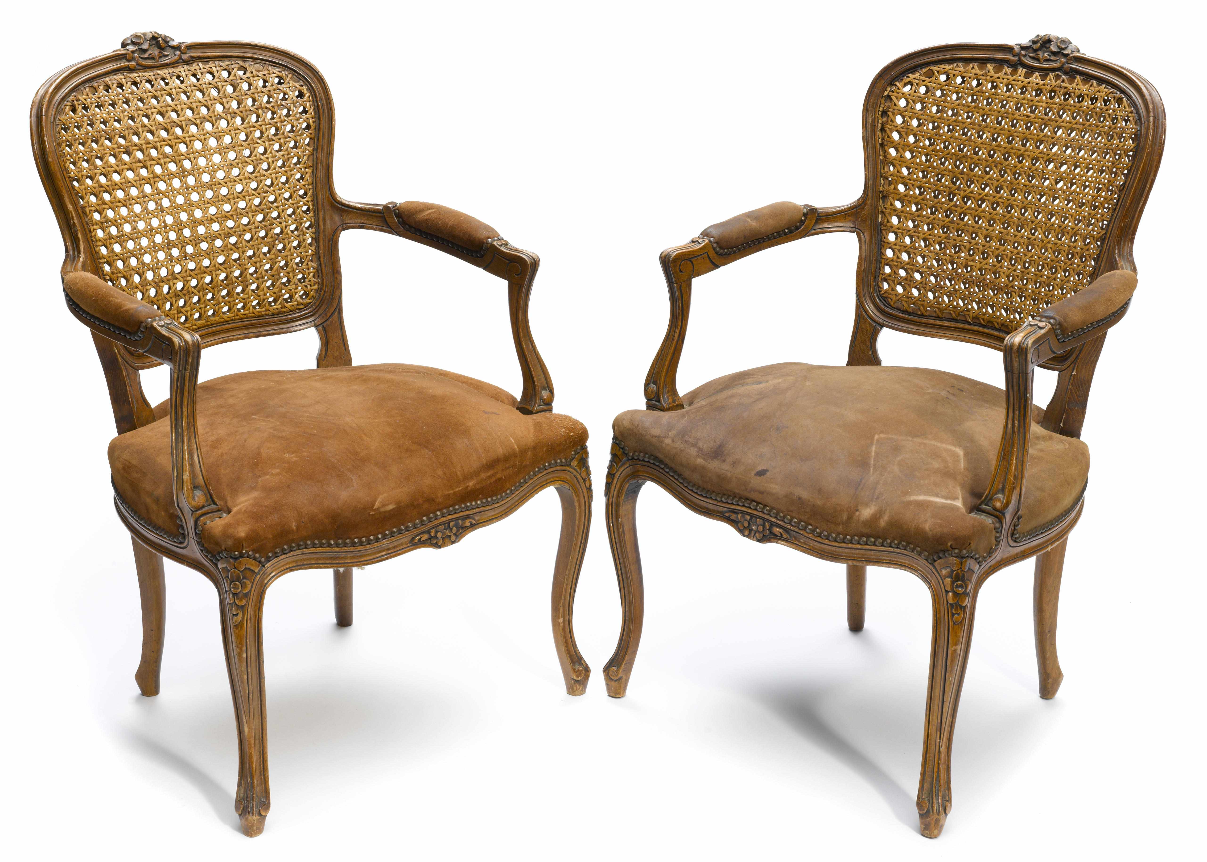 Appraisal: A set of Louis XV style beechwood and cane paneled