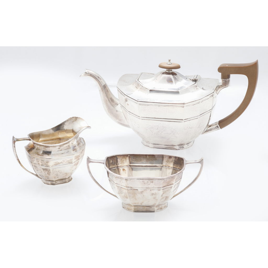 Appraisal: A three piece tea service Cooper Brothers Sons Ltd Sheffield