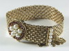 Appraisal: BRACELET - K GOLD AND GEM SET MESH BRACELET FANCY