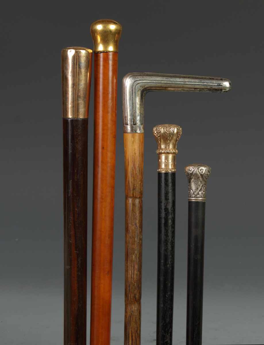 Appraisal: Group of Silver Gold-Tone Handled Canes One Gorham Sterling some