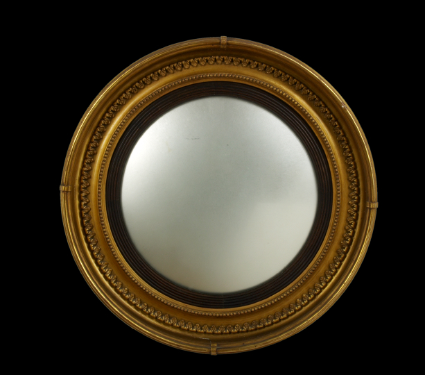 Appraisal: Regency Giltwood Convex Looking Glass early th century the circular