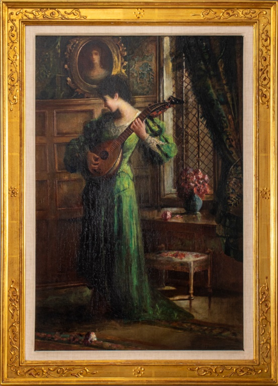 Appraisal: J HAYNES WILLIAMS MANDOLIN PLAYER OIL ON CANVAS John Haynes