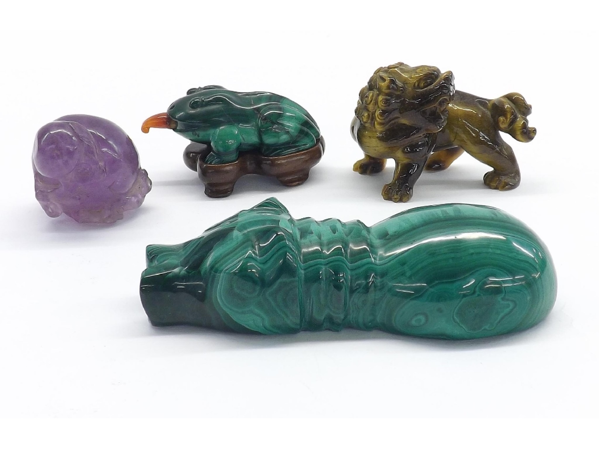 Appraisal: Novelty malachite carving in the form a recumbent hippopotamus long