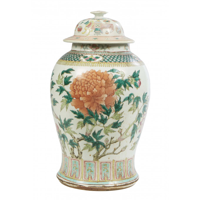 Appraisal: Large Chinese Famille Rose Covered Baluster Ginger Jar th c